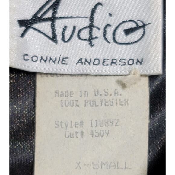 Vintage Connie Anderson Audio Gold Metallic Animal Print Button Up Top XS Soft - Picture 4 of 5